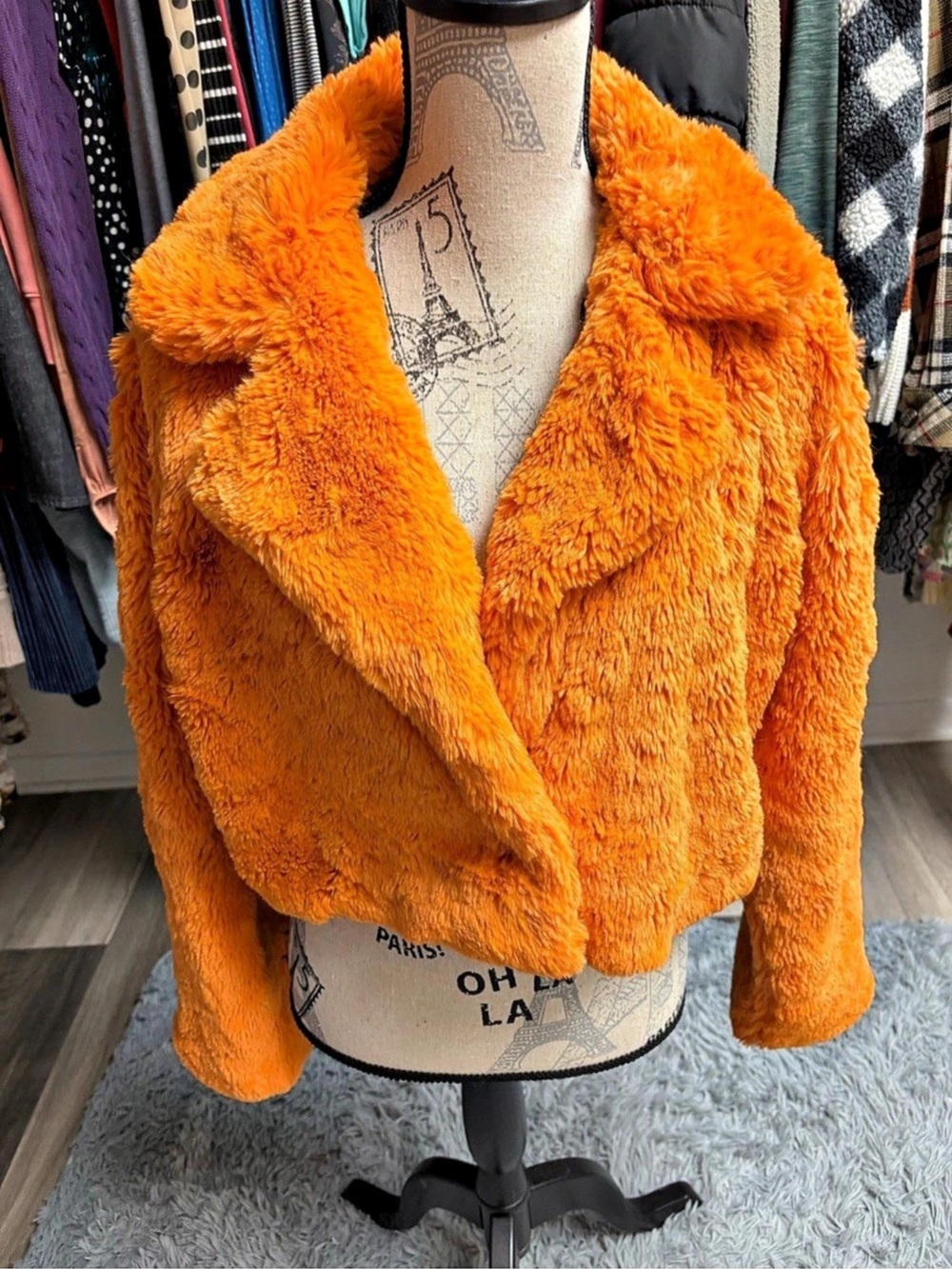Y2K Forever 21 Orange Faux Fur Teddy Jacket